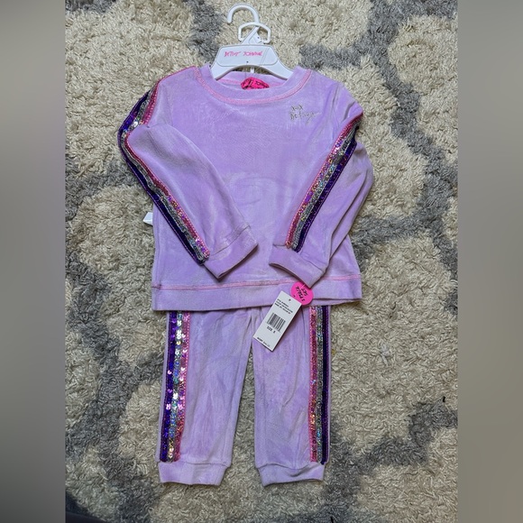 Betsey Johnson Kids Set with Pink and Purple Sequin Stripes - Picture 1 of 4